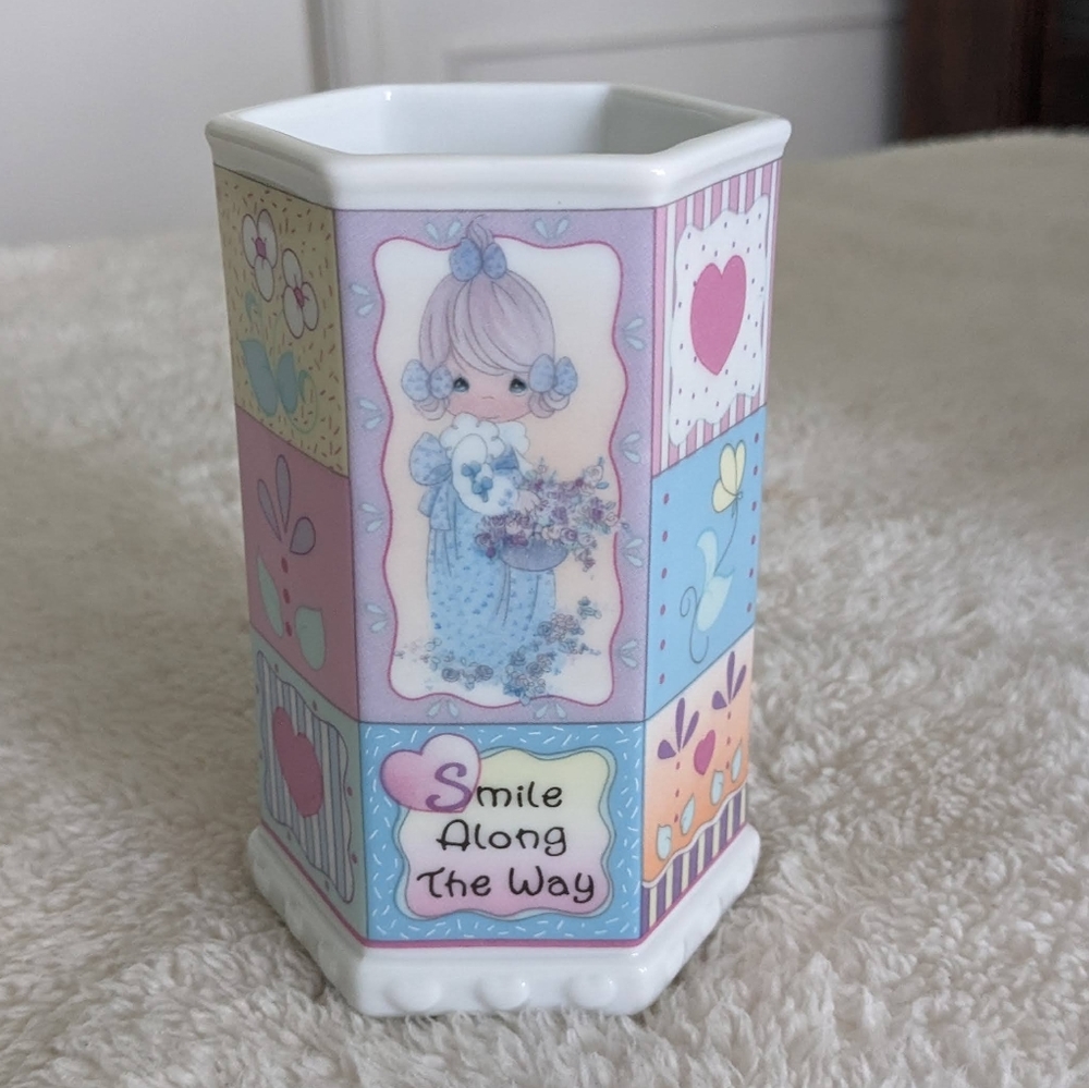 Vintage 1996 Precious Moments Ceramic Pencil Holder by Enesco